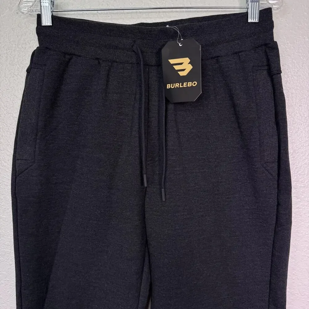 Burlebo Sweatpants Mens Small Black Fleece Joggers Elastic Waist Pockets Lounge - Picture 4 of 11